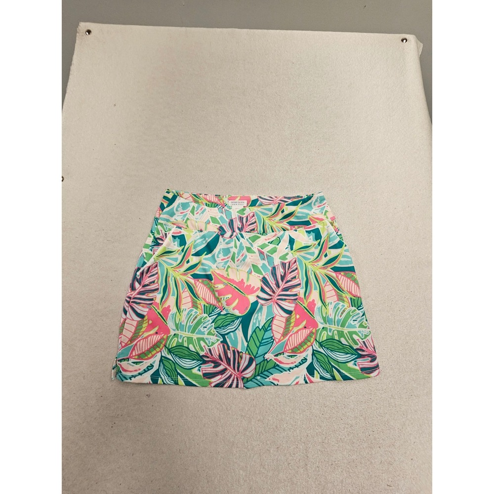 Sigrid Olsen Golf Tennis Skort Womens Medium Tropical Palm Print Athletic Skirt
